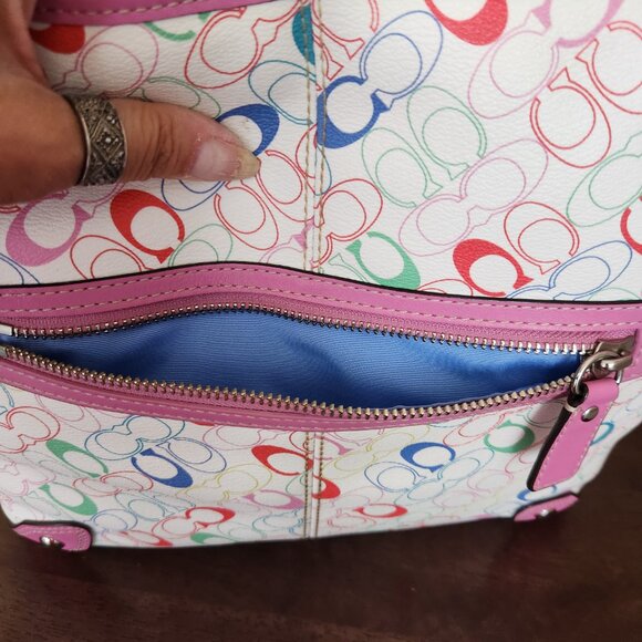 Nwot Coach Heritage Chelsea Signature Multi-Colored Shoulder Bag - Picture 14 of 16